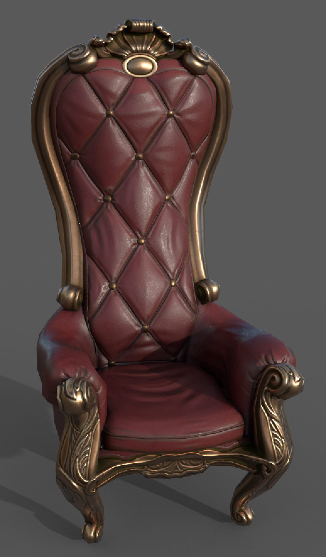 Tufted red leather high-back chair