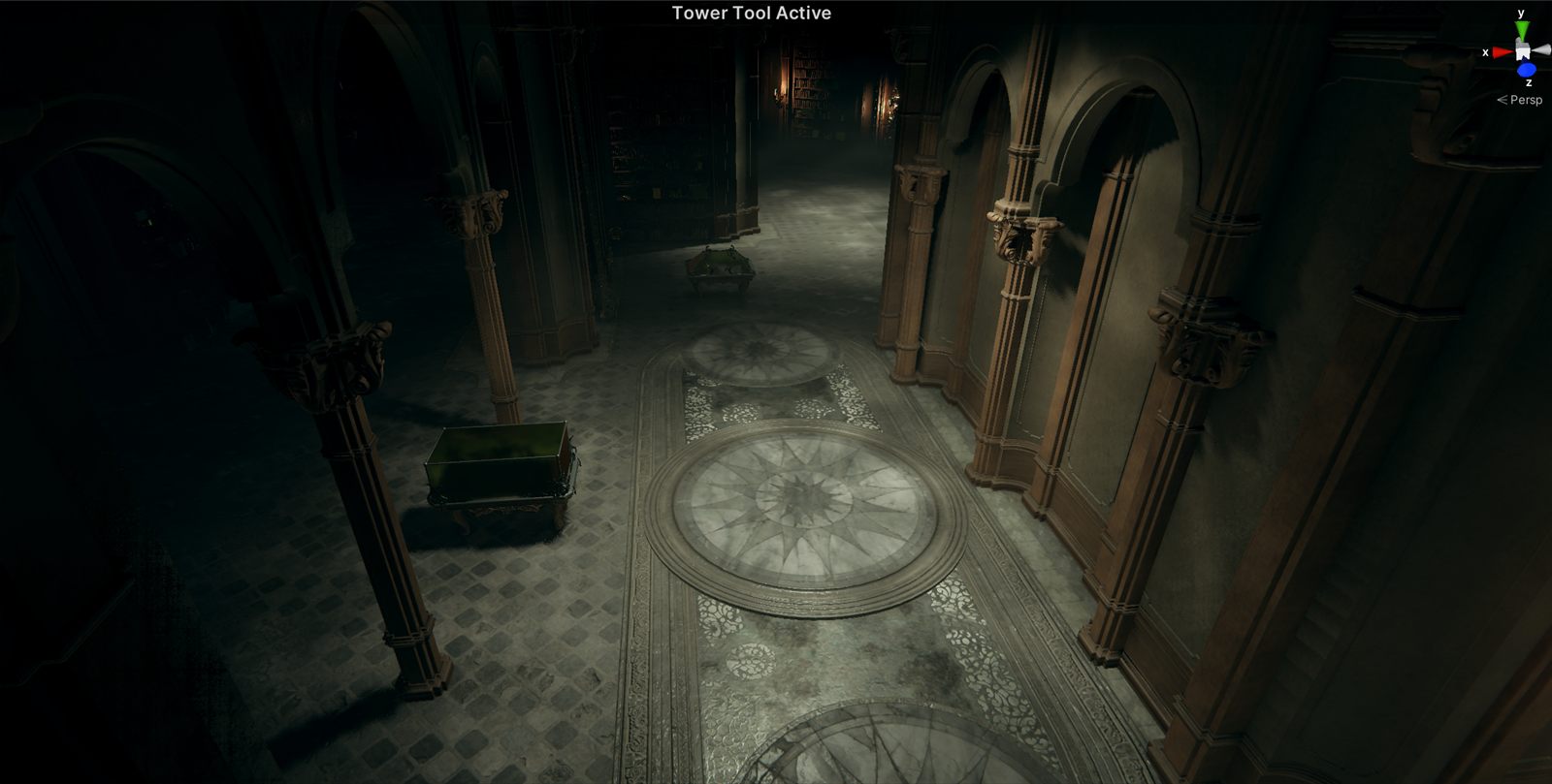 Arkheron gothic hall with patterned stone floor