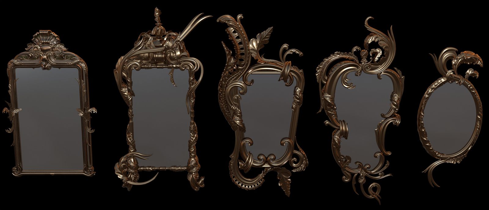Set of ornate baroque mirrors