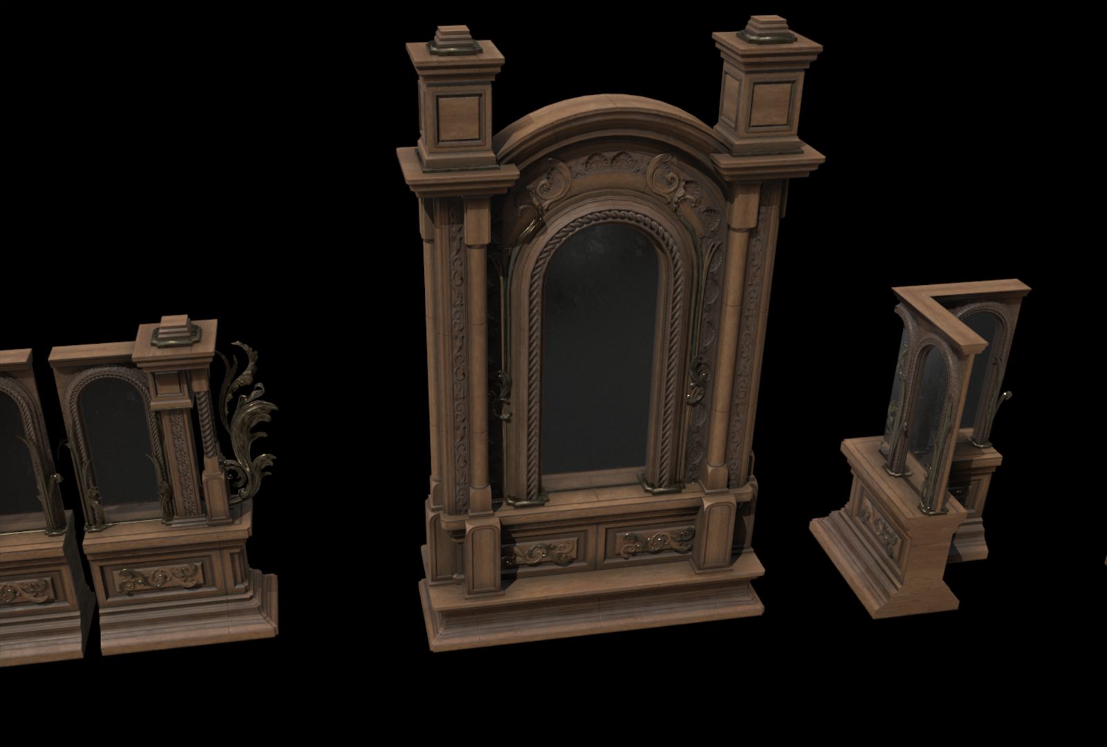 Ornate wooden architectural kit pieces