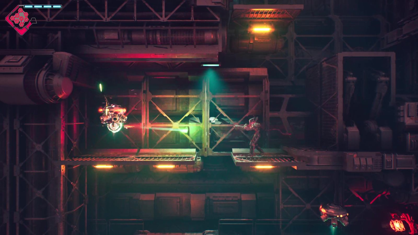 Rebel Core combat trading shots with enemies
