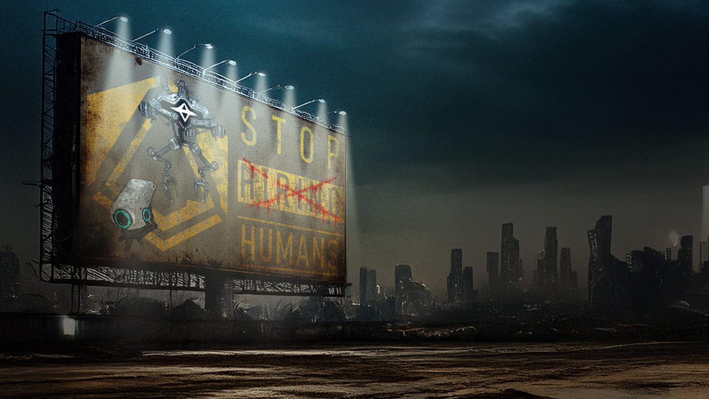 Stop Hiring Humans billboard concept