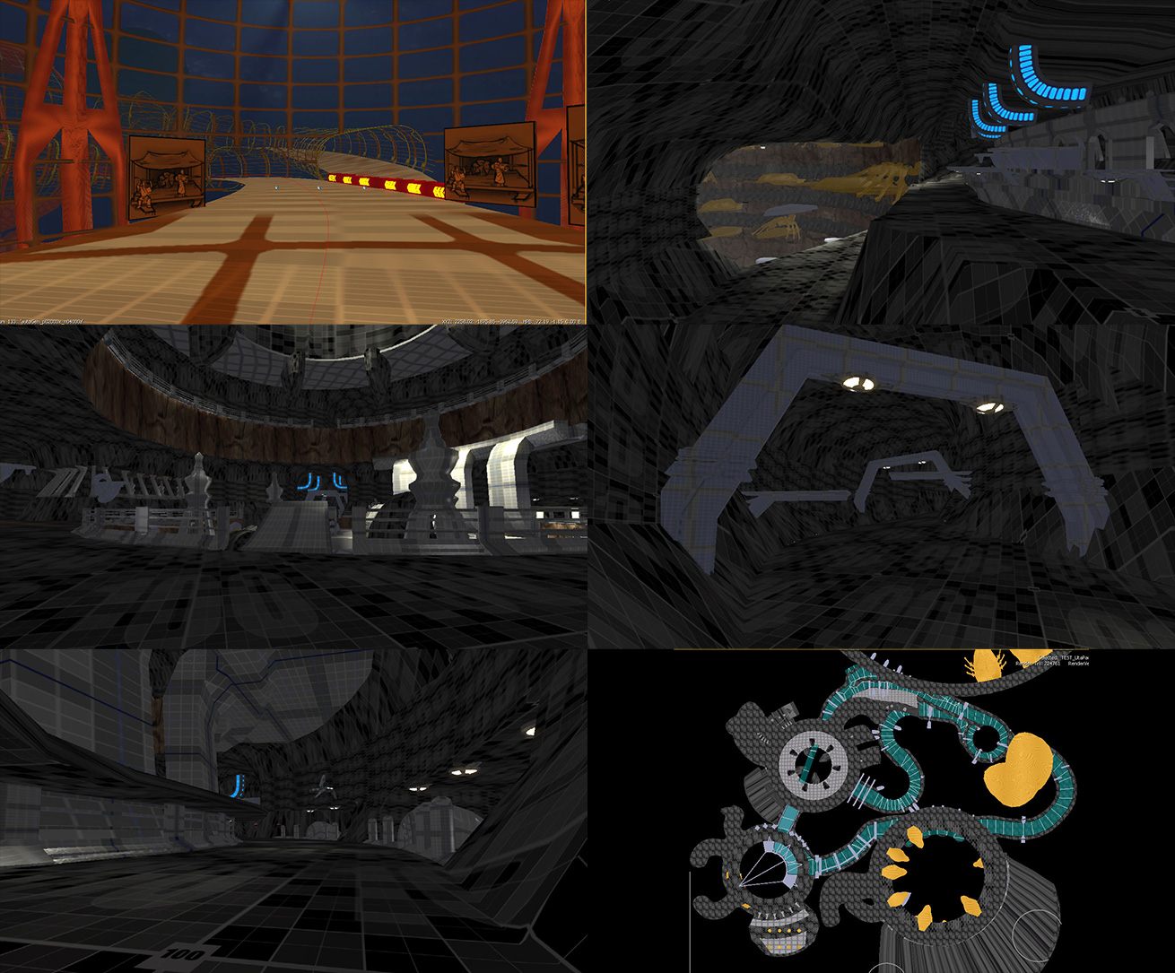 Whitebox blockouts and a top-down level layout
