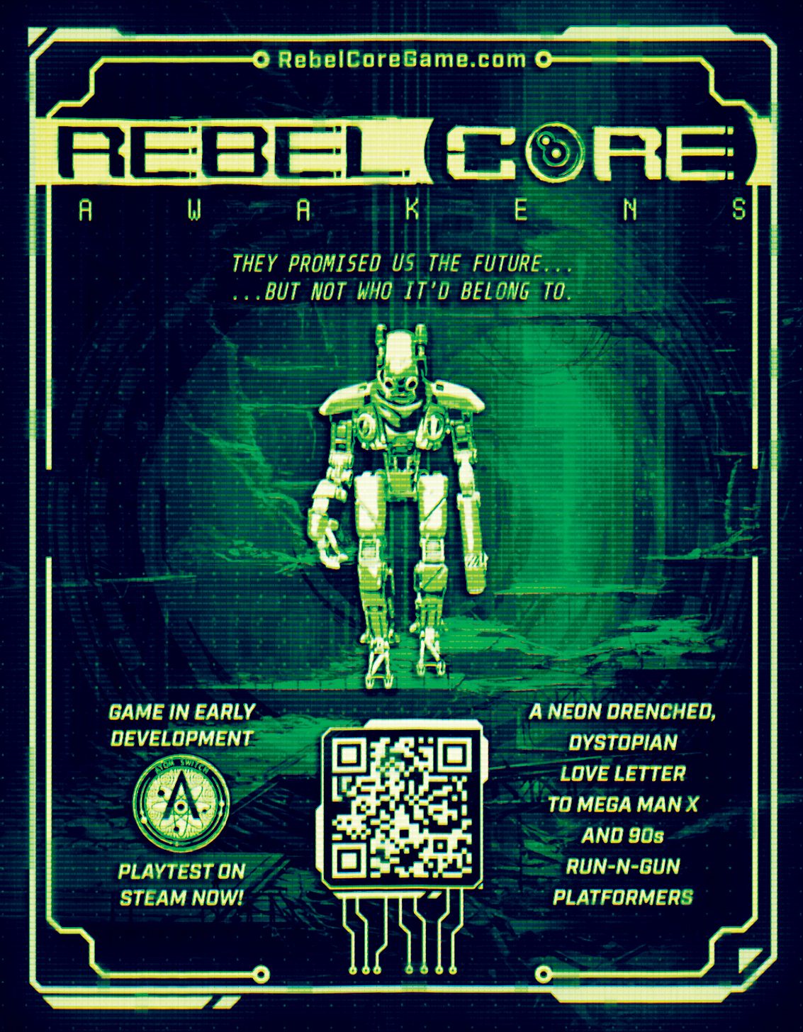 Rebel Core event handbill with QR code